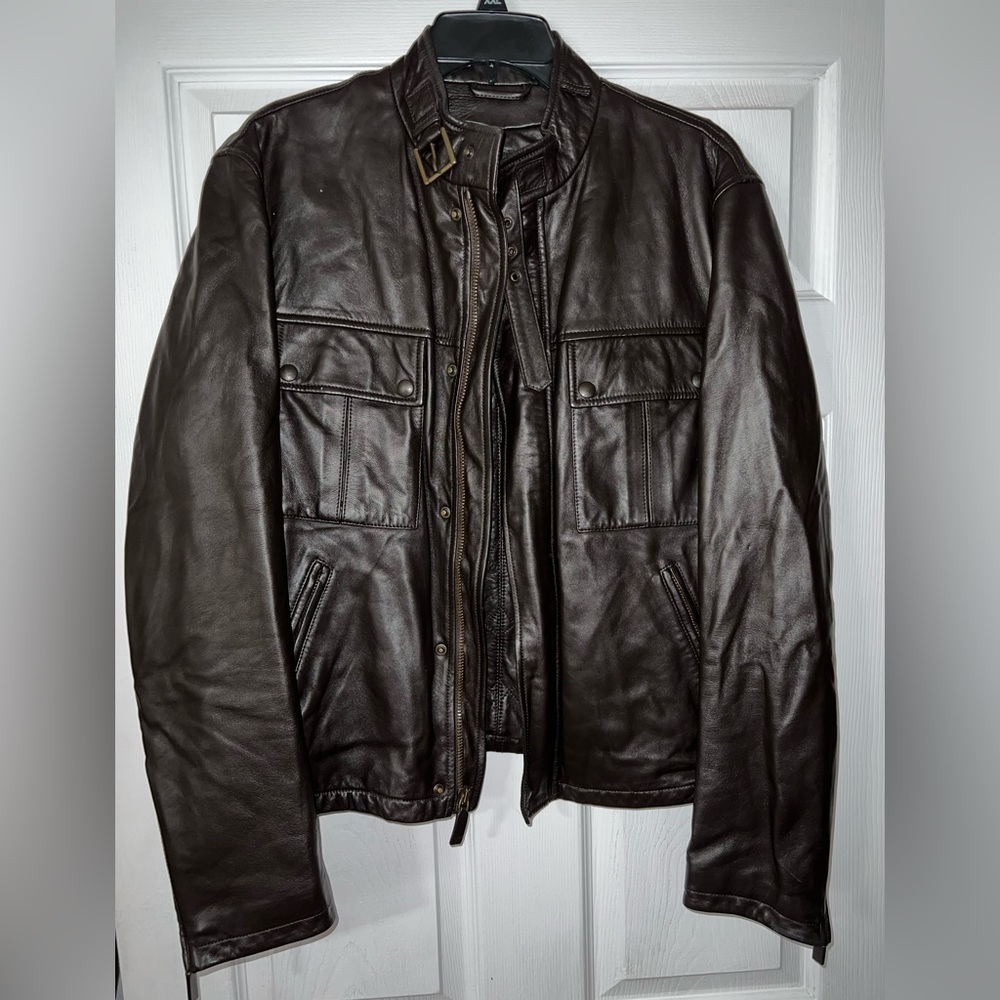 Brown Large Ralph Lauren leather jacket.